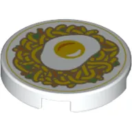 Tile Round 2 x 2 with Fried Egg, Noodles print