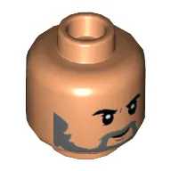Minifig Head Dr Wu, Thick Eyebrows, Dark Bluish Gray Beard, Closed Mouth / Open Mouth Print