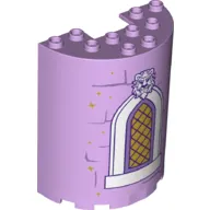 Cylinder Half 3 x 6 x 6 with 1 x 2 Cutout with Window, White Border, Lion Head print