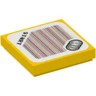 Tile 2 x 2 with 'Start', Three Coins, and Barcode Print (Sticker)