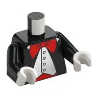 Torso Jacket, Open over White Vest, Red Bow Tie and Belt Print, Black Arms, White Hands