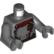 Torso Armor, Dark Red Trim, Dark Brown Belt, Dark Red Scarf Print, Dark Bluish Gray Arms and Hands