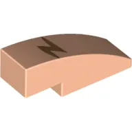 Brick Curved 3 x 1 No Studs with Lightning Bolt / Harry Potter Scar print