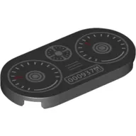 Tile Round 2 x 4 with Car Dashboard, Speed Dials Print