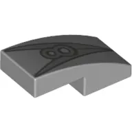 Brick Curved 2 x 1 No Studs [1/2 Bow] with Silver '8' print