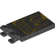 Tile Special 2 x 3 with 2 Clips [Thick Open O Clips] with Gold 'THE LEAKY CAULDRON' print