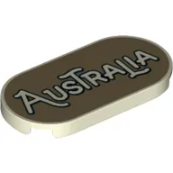 Tile Round 2 x 4 with 'Australia' on Dark Tan Background print