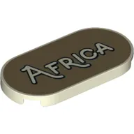 Tile Round 2 x 4 with 'Africa' on Dark Tan Background print