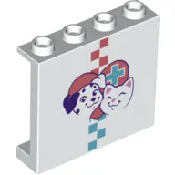 Panel 1 x 4 x 3 [Side Supports / Hollow Studs] with Dog, Cat, Coral Heart print