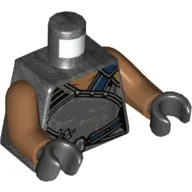 Torso Armor, Dark Blue Cape End and Belt, Medium Nougat Neck Print, Medium Nougat Arms, Black Hands