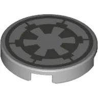 Tile Round 2 x 2 with Dark Bluish Grey Star Wars Imperial Logo print