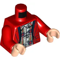 Torso Jacket, Open over Checked Shirt with Buttons Print, Red Arms, Light Nougat Hands