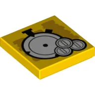 Tile 2 x 2 with Stopwatch, Coins print