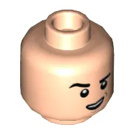Minifig Head Kenji, Raised Right Eyebrow with Open Mouth Smirk / Scared Print