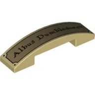 Brick Curved 4 x 1 Double with No Studs with Dark Tan Sign, 'Albus Dumbledore' print