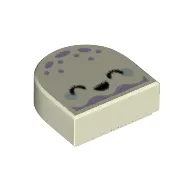 Tile 1 x 1 Half Circle with Jellyfish print