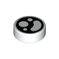 Tile Round 1 x 1 with Black Circle, White Shapes print