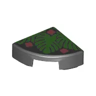 Tile Round 1 x 1 Quarter with Green Leaves, Coral Flowers print