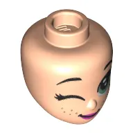 Minidoll Head, Large Olive Green Eyes, Wink, Freckles print
