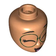 Minidoll Head, Closed Eyes, Large Dark Green Glasses print