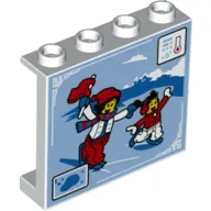 Panel 1 x 4 x 3 [Side Supports / Hollow Studs] with Skating Minifigures, Thermometer -6 Deg. print