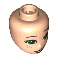 Minidoll Head with Green Eyes, Freckles, Crooked Smile Print