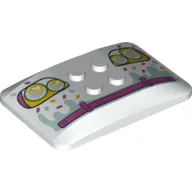 Brick Curved 6 x 4 x 2/3 Quad Curved with 2 x 2 Studs with Headlights, Sprinkles, Magenta Bumper print