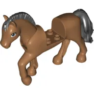 Animal, Horse with Raised Leg, Moveable Head, Black Roached Mane and Tail print