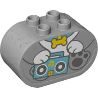 Duplo Sound Brick 2 x 4 x 2 Rounded Ends with Dog Body Holding Stereo Print