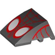 Brick Wedged, Curved 4 x 3 No Studs with Red Spider-Man Face print