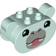 Duplo Brick 2 x 4 x 2 Rounded Ends with Ears and Hippo Face Print