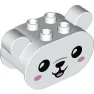 Duplo Brick 2 x 4 x 2 Rounded Ends with Ears and Bear Face, Black Eyes, Nose, Mouth, Bright Pink Cheeks Print