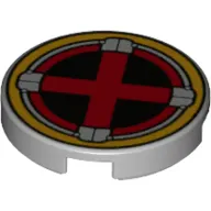 Tile Round 2 x 2 with Red X, Yellow Circle (X-Men Symbol) print