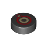 Tile Round 1 x 1 with Red/Yellow Eye print