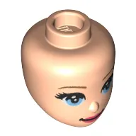 Minidoll Head Bright Light Blue Eyes, Dark Pink Lips