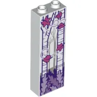 Brick 1 x 2 x 5 with Hollow Studs with Birch Tree Trunks, and Magenta Leaves Print