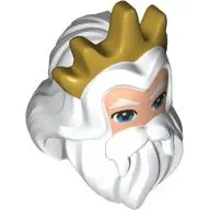 Mask, Hair and Beard, White Eyebrows, Light Nougat Face, Gold Crown Print (King Triton)