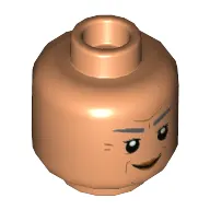 Minifig Head Darby Steel, Dark Bluish Gray Eyebrows, Wrinkles, Stern Smile / Angry print