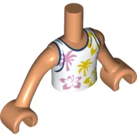 Minidoll Torso Boy with White Shirt, Dark Blue Trim, Palm Trees, Nougat Arms and Hands