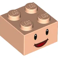 Brick 2 x 2 with Face, Black Eyes and Open Mouth Smile Print