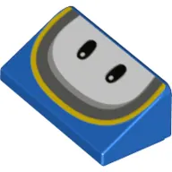 Brick Sloped 30° 1 x 2 x 2/3 with White Eyes, Yellow/Dark Bluish Grey Lines print