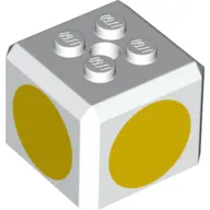 Brick Special Cube with 2 x 2 Studs on Top, and Yellow Circles Print