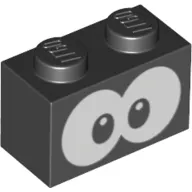 Brick 1 x 2 with White Eyes print