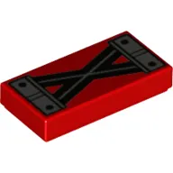 Tile 1 x 2 with Dark Bluish Grey Steel, Black Beams in X-Shape print