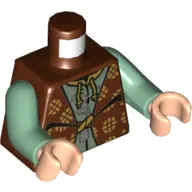 Torso Robe Clasped, with Orante Gold Design over Sand Green Tunic Print, Sand Green Arms, Light Nougat Hands