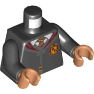 Torso Robes with Dark Red Collar and Gryffindor Crest, Closed over Shirt and Tie Print, Black Arms, Nougat Hands