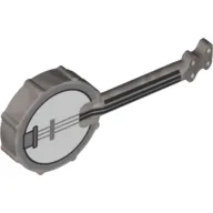 Musical Instrument Banjo with White Board, Light Bluish Grey/Black Snares print