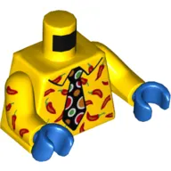 Torso Shirt with Peppers, Black Tie with Dots print, Yellow Arms with Peppers Print, Blue Hands