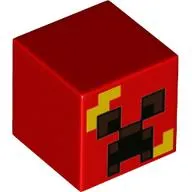 Minifig Head Special, Cube with Creeper, Yellow Stripes Print