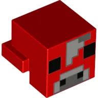 Minifig Head Special, Cube with Rear Ledge, Pixelated Black, Light Bluish Grey, Dark Bluish Gray Face Print